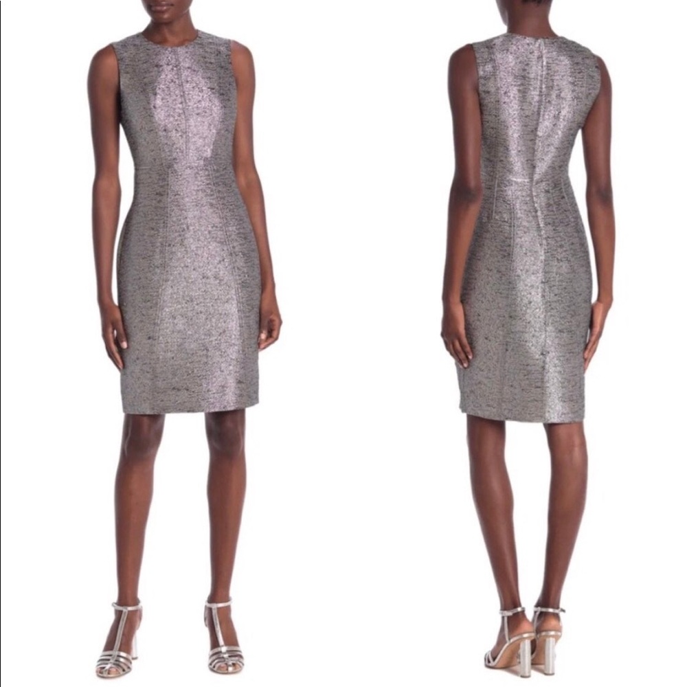 DVF Diane von Furstenberg Calliope Sleeveless Dress in Silver Metallic